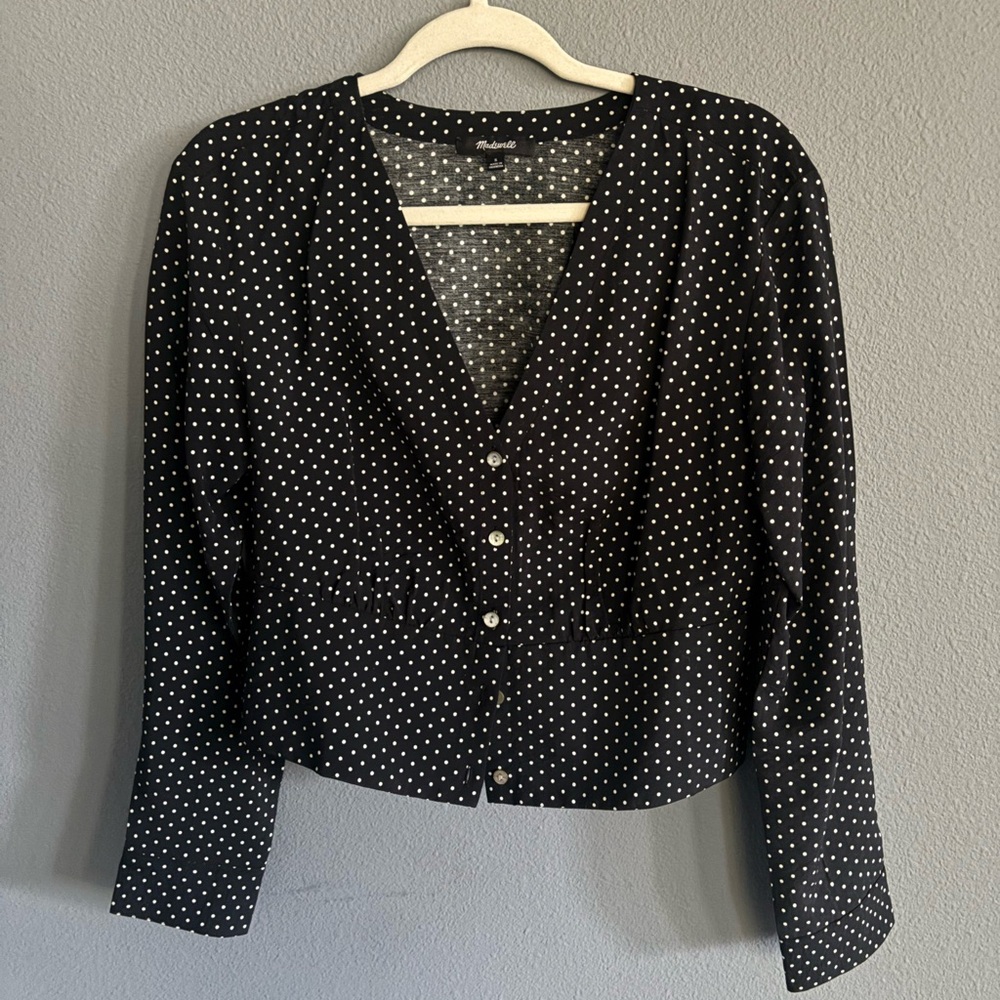 Madewell Black and White Polka Dot Blouse